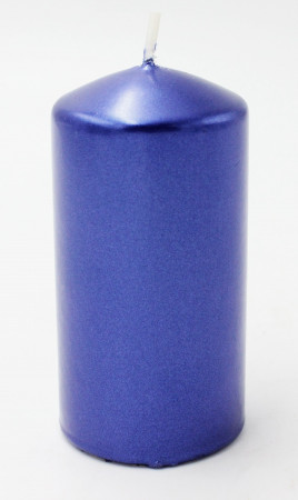 detail Metalická svíčka modrá válec GD DESIGN