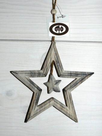 detail Dřevěná hvězda s malou hvězdičkou GD DESIGN