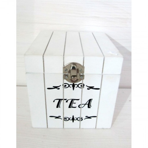 Dřevěná bílá krabička na čaj
