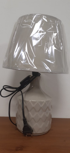 Lampa keramická šedá s béžovým stínidlem