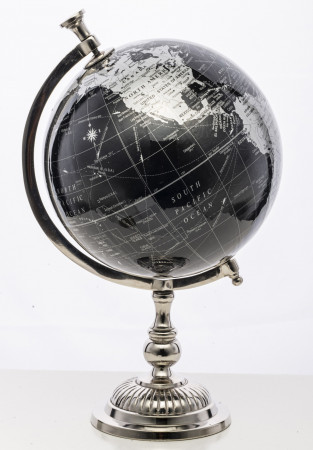 detail Kovový globus stříbrno-černý GD DESIGN
