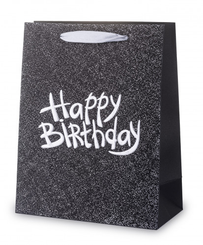 Černá dárková taška Happy Birthday