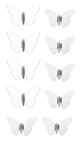 Dekorace stříbrný motýl sada 10 ks