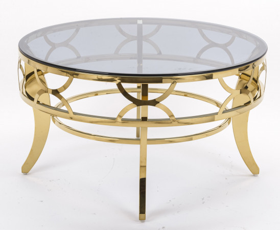 detail Konferenční stolek zlatý kouřové sklo GD DESIGN