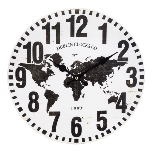 Černobílé hodiny mapa světa