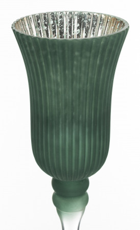 detail Skleněný zelený svícen na stopce 40 cm GD DESIGN