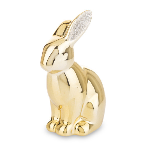 Dekorace lesklý zlatý králík