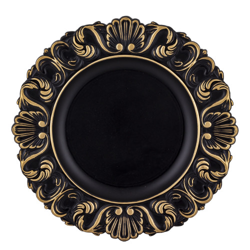 Dekorační plastový talíř černozlatý