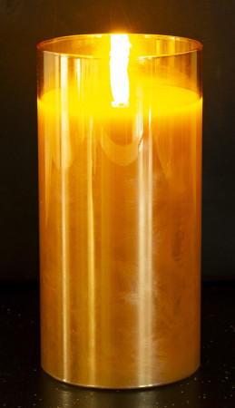 detail Svíčka led ve skle na baterie žlutá GD DESIGN